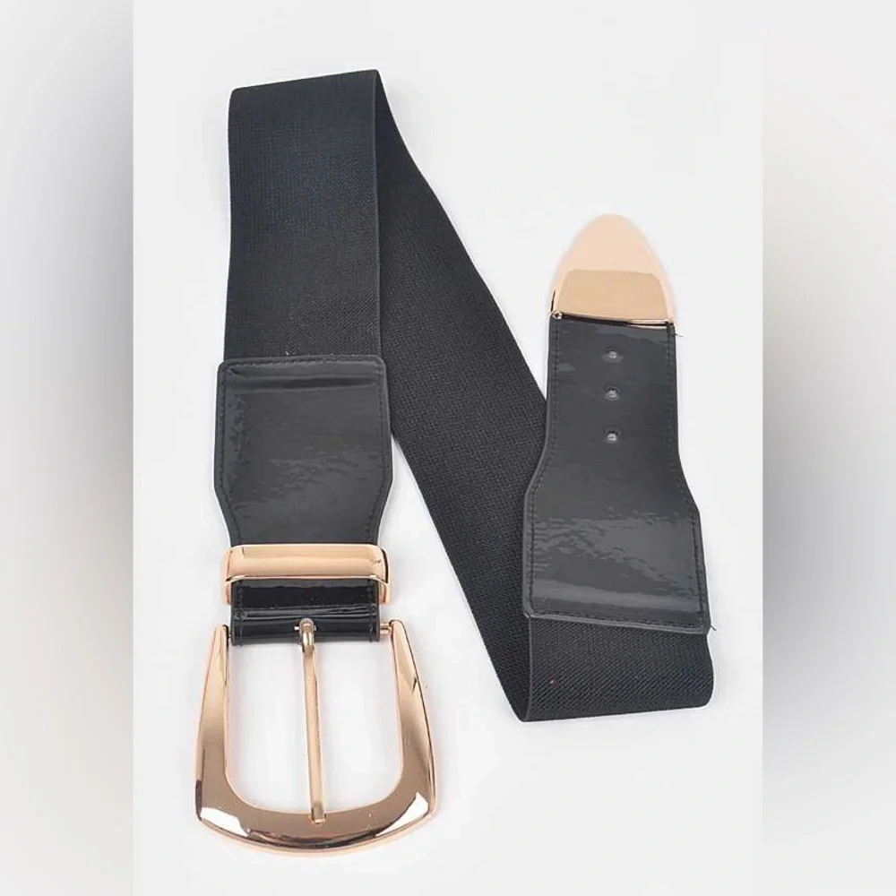 Plus Size Vegan Leather Elastic Adjustable Statement Belt